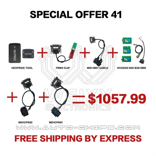 (WEIXY Electronics Special offer 41) 1set HexProg + FRM3 clip + MG1 MD1 + BMW DME adapter + MG1CP002 + MD1CP001 cable for HexProg
